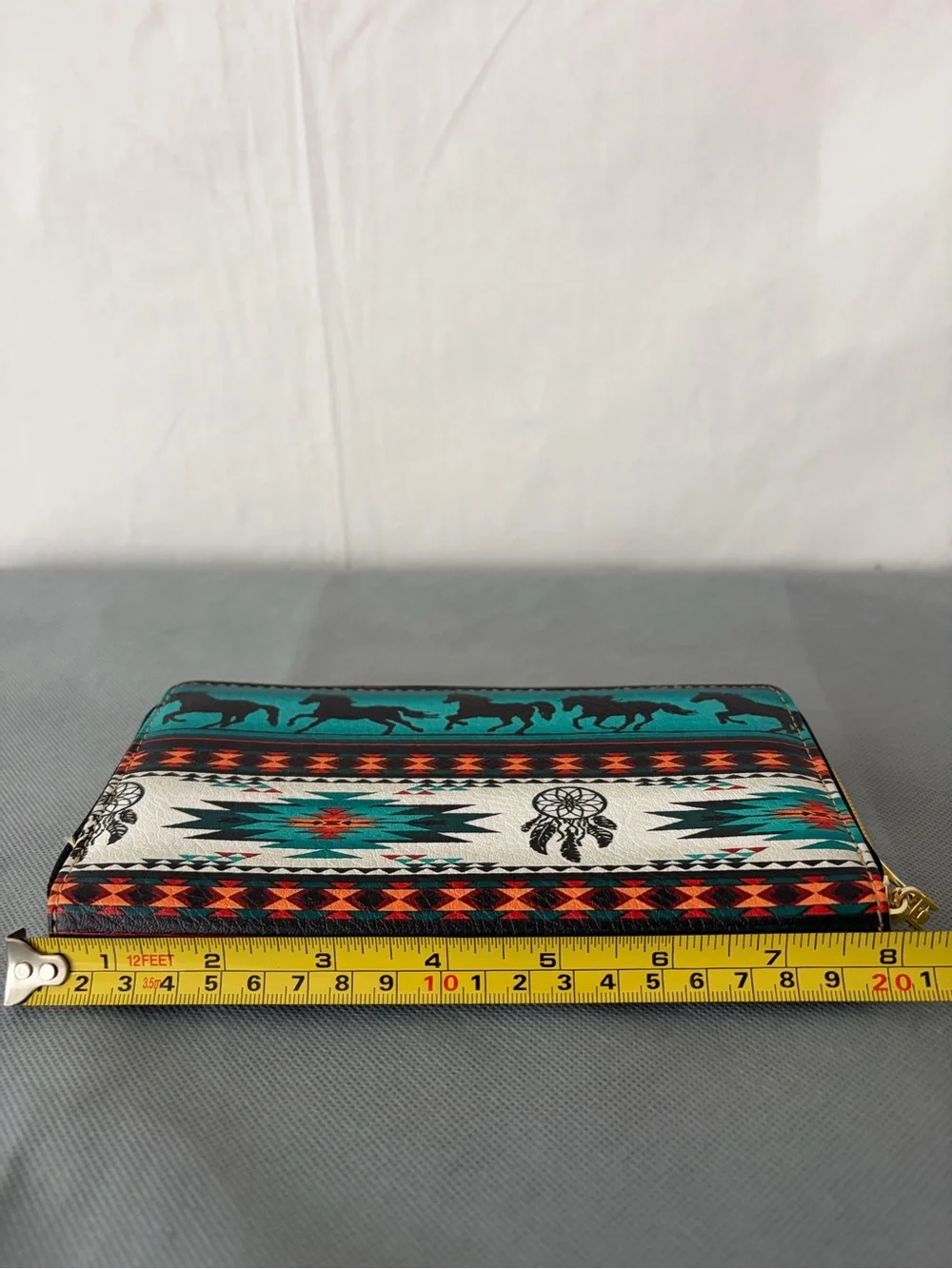 Western Aztec Wallet Horse Multicolor Zip Around (B193)